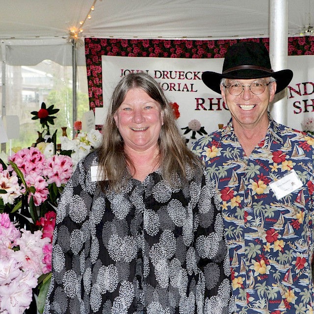 2017 Show Chairpersons Julie & Bruce Donaldson | Photo by Dick Jones, Noyo Chapter American Rhododendron Society gallery image